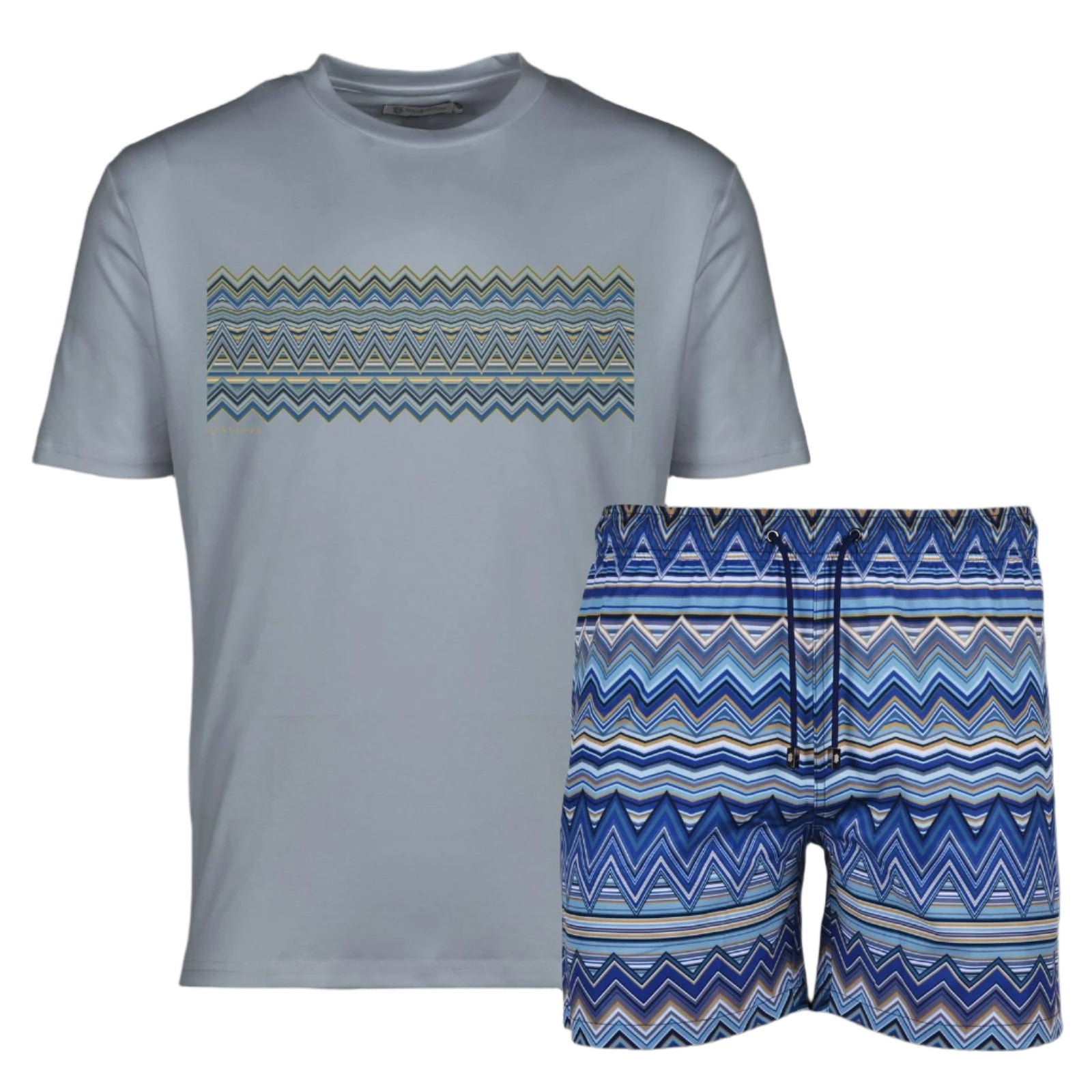 Moda Bandidos Blue Multi Zig T-Shirt - Grey